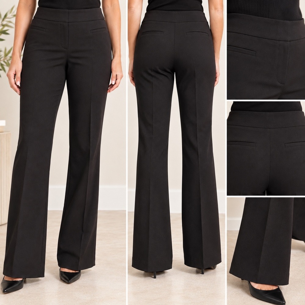 Black Bootcut Stretch Dress Pants Tailored Office Workwear Trousers Size 14